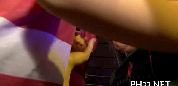 Blond girl sucking dick with cream